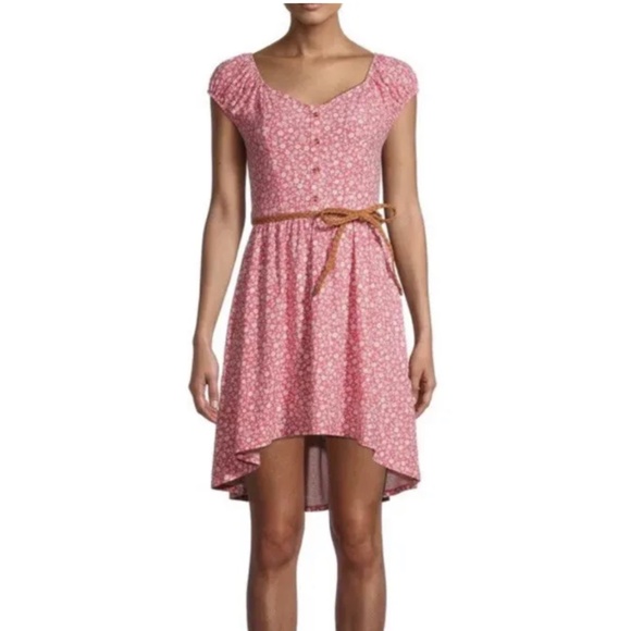 No Boundaries Dresses & Skirts - No Boundaries Jrs Peasant Pink Combo Dress With Belt XS (1)